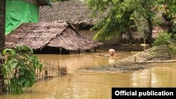 ရခိုင်ပြည်နယ်၊ မင်းပြားမြို့နယ်အတွင်းက ရေလွှမ်းမိုးတဲ့မြင်ကွင်း။ (ဓာတ်ပုံ-နိရဉ္စရာ)