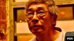 流亡台湾的香港铜锣湾书店前店长林荣基 (美国之音汤惠芸拍摄)