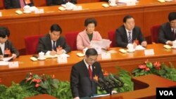 中国最高法院院长周强做工作报告(资料照片)(美国之音叶兵,艾伦 拍摄)