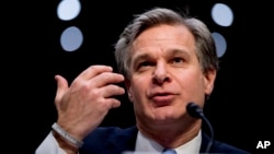 资料照:美国联邦调查局局长克里斯托弗·雷在华盛顿的一个国会听证会上。(2019年11月5日)