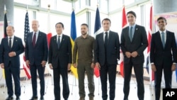 2023年5月,日本首相岸田文雄接待乌克兰总统弗拉基米尔·泽连斯基(Volodymyr Zelenskyy)和七国集团成员国领导人访问。(美联社)