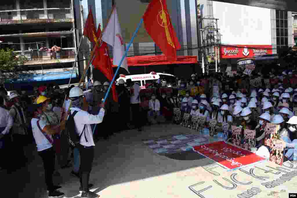 ရန်ကုန်မြို့ ဆန္ဒပြပွဲ မြင်ကွင်း။