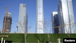 中国北京市中心的一处工地外。(2019年12月13日)