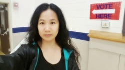 流亡美国的人权捍卫者李焕君观摩美国选举活动(李焕君分享图片)