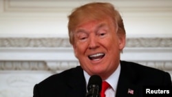 川普2018年2月26日在白宫主持一个活动(路透社)