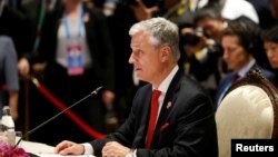 资料照片:白宫国家安全顾问罗伯特·奥布莱恩2019年11月4日在泰国曼谷举行的东盟-美国峰会上讲话。