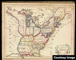 From 1790 to the 1830s, thousands of schoolgirls, including Catharine Cook in 1818, displayed their knowledge of geography, art, and penmanship in painstakingly produced maps. (From "A History of America in 100 Maps"/Courtesy of Osher Map Library)
