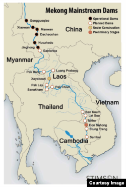 湄公河主干上的大坝(照片来源:史汀生中心提供)