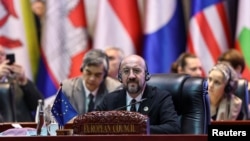 2024年10月11日,欧洲理事会主席查尔斯·米歇尔(Charles Michel)在老挝万象参加第19届东亚峰会。