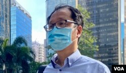 前支聯會秘書蔡耀昌因去年維園六四燭光集會,2021年11月1日在區域法院承認”煽動他人參與未經批准集結罪” (美國之音湯惠芸)