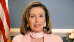 “自由之家”2020年9月16日在年度奖颁奖典礼上播放的美国国会众议院议长佩洛西的致辞(图片来源:自由之家网站)