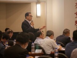 中国国民党中常委刘大贝6月19日痛斥两岸新论述向民进党靠拢。(美国之音黄丽玲摄)