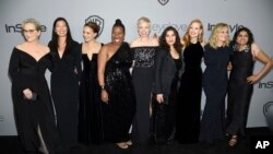 Golden Globes ရုပ်ရှင် ထူးချွန်ဆုပေးပွဲမှာ အနက်ရောင်တွေ ဝတ်ထားတဲ့ အနုပညာရှင် အမျိုးသမီးတွေက လိင်ပိုင်းဆိုင်ရာ အကြမ်းဖက်မှုကို ဆန့်ကျင်ကြောင်း ထုတ်ဖေါ်