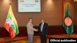 နိုင်ငံတော်အတိုင်ပင်ခံရုံးဝန်ကြီးဌာန ပြည်ထောင်စုဝန်ကြီး ဦးကျော်တင့်ဆွေနဲ့ ဘင်္ဂလားဒေ့ရှ်နိုင်ငံ နိုင်ငံခြားရေးဝန်ကြီး Abul Hassan Mahmood Ali.
