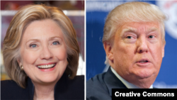 美国前国务卿克林顿(左）和亿万富翁川普