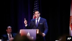 资料照片-美国会共和党籍联邦参议员鲁比奥。(2019年8月21日)