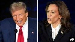 Ứng cử viên đảng Cộng hòa Donald Trump và ứng cứ viên đảng Dân chủ Kamala Harris tranh luận trên ABC News hôm 10/9/2024 ở in Philadelphia.