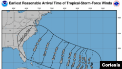 Florence မုန်တိုင်းဝင်ရောက်လာနိုင်သည့် ပြည်နယ်များ