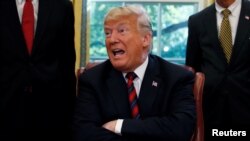 特朗普总统在签署《美国水基础设施法案》时对媒体讲话。(2018年10月23日)