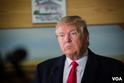 共和党总统参选人川普目前在爱奥华民意调查中处于前列。(美国之音记者方正拍摄)