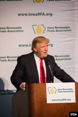 共和党总统参选人川普表态支持可再生能源的产业发展。(美国之音记者方正拍摄)