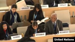 မြန်မာအစိုးရကိုယ်စားလှယ် ဒေါ်စုစုဝင်း- ဆွစ်ဇာလန်နိုင်ငံ ဂျီနီဗာမှာ ကျင်းပနေတဲ့ ၃၇ ကြိမ်မြောက် လူ့အခွင့်အရေးကောင်စီ ညီလာခံ
