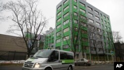 资料照:俄罗斯国家媒体“今日俄罗斯”电视台在莫斯科的办公楼。(2017年10月27日)