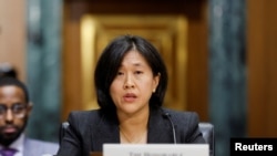 资料照:美国贸易代表戴琪2022年3月31日在国会参议院金融委员会作证。(路透社)