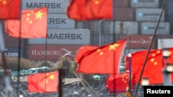 资料照片: 2025年2月7日,中国上海洋山深水港的集装箱。