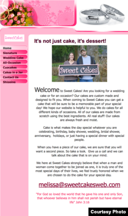 “甜美蛋糕店”(Sweet Cakes)原来的网站