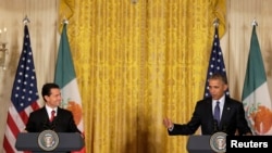美国总统奥巴马与墨西哥总统捏托在白宫举行联合记者会。(2016年7月22日)