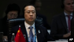 资料照:中国外交部副部长马朝旭在巴西出席G20外长会议。(2024年2月21日)