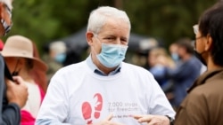 加拿大外长加诺(Marc Garneau)2021年9月5日在渥太华参加集会争取斯帕弗和康明凯获释(路透社)