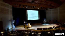 图为瑞典斯德哥尔摩大学的演讲大厅(2016年12月8日)