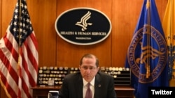 美国卫生部长阿扎尔2020年4月27日与台湾卫生福利部部长陈时中通电后谈论新冠肺炎疫情(阿扎尔推特帐号)