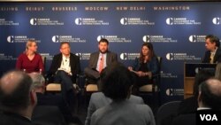 2018年1月31日,世界正义工程(World Justice Project) 于智库卡内基国际和平基金会发表了《2017-2018法治指数》报告。(美国之音记者扬之初拍摄)