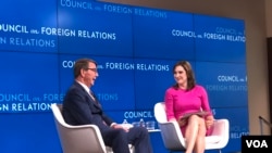 前国防部长阿什顿·卡特(Ashton Carter)2019年7月9日出席外交关系协会一场活动(美国之音黎堡)