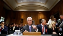 2017年6月13日,美国国务卿蒂勒森在国会山参加听证会。