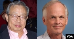 天体物理学家方励之(左)和美国学者林培瑞(右)