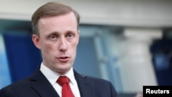 美国白宫国家安全顾问杰克·沙利文(Jake Sullivan)在记者会上回答问题。资料片