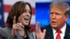Démocrate Vice-présidente Kamala Harris na foto ya mopanzi ya mwasi, 3 sanza ya mwambe 2024, na républicain mokonzi ya kala Donald Trump na eye ya mopanzi ya mobali, na Raleigh, Caroline ya Nord, 26 sanza ya misato 2024. 