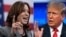 Démocrate Vice-présidente Kamala Harris na foto ya mopanzi ya mwasi, 3 sanza ya mwambe 2024, na républicain mokonzi ya kala Donald Trump na eye ya mopanzi ya mobali, na Raleigh, Caroline ya Nord, 26 sanza ya misato 2024.
