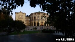 资料照片:挪威议会大厦。