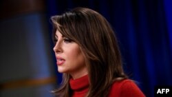 资料照:美国国务院发言人奥特加斯(Morgan Ortagus)。