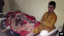Afghan children are being treated at Paktika hospital after suicide attack at a volleyball match in Yahya Khel, Paktika province Nov. 23, 2014.