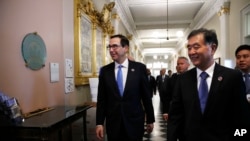 အမေရိကန် ဘဏ္ဍာရေးဝန်ကြီး Steve Mnuchin နဲ့ တရုတ်ဒုဝန်ကြီးချုပ် Wang Yang တို့ရဲ့ ကန်- တရုတ် ကုန်သွယ်ရေးဆွေးနွေး။