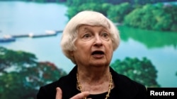 2024年4月6日,耶伦在广州参加记者会。