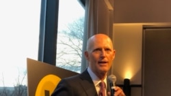 资料照:共和党联邦参议员斯科特(Sen. Rick Scott, R-FL)2020年3月9日晚间对香港民主委员会成员发表讲话。