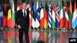 美国国务卿布林肯在布鲁塞尔的北约总部。(2024年11月13日)