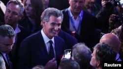 资料照片:2024年8月20日,加利福尼亚州州长纽森在芝加哥出席民主党全国代表大会的第2天。(路透社照片)